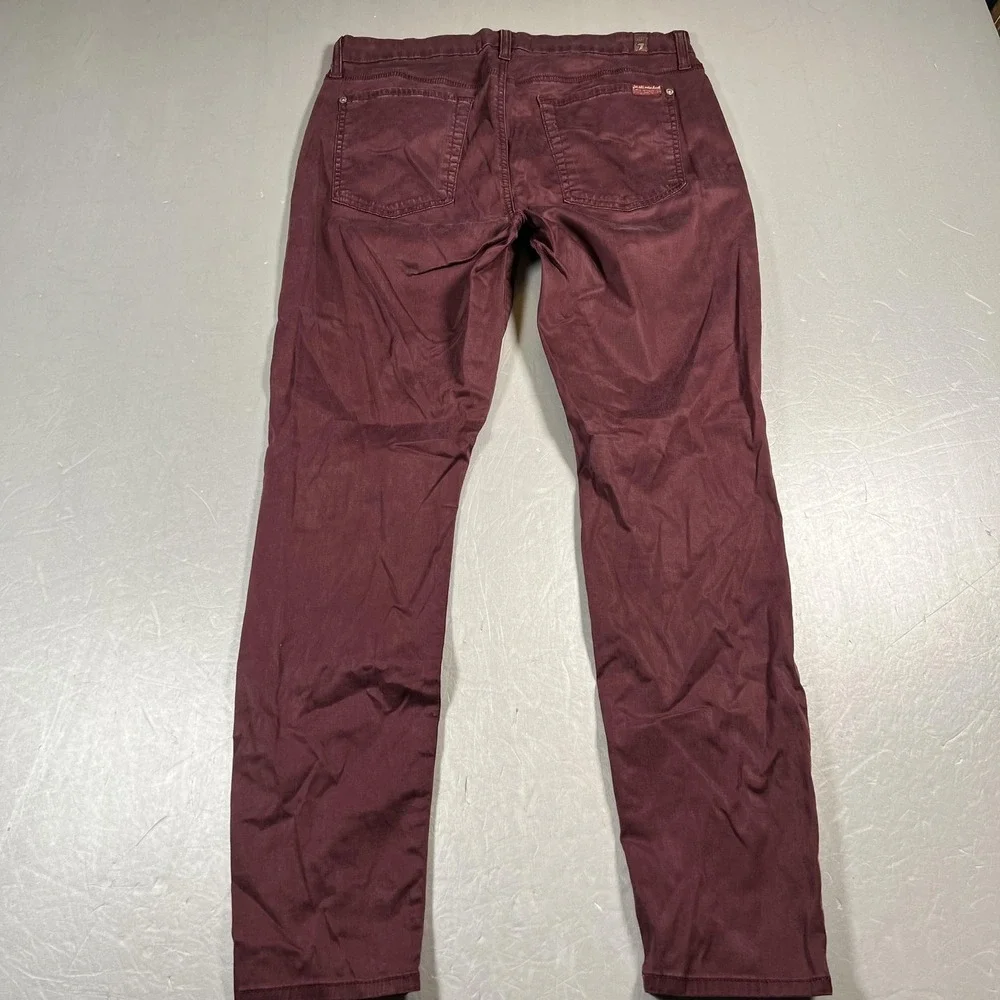 7 For All Mankind Jeans Womens‎ 31 Burgundy Blair Stretch Lightweight - Picture 8 of 11